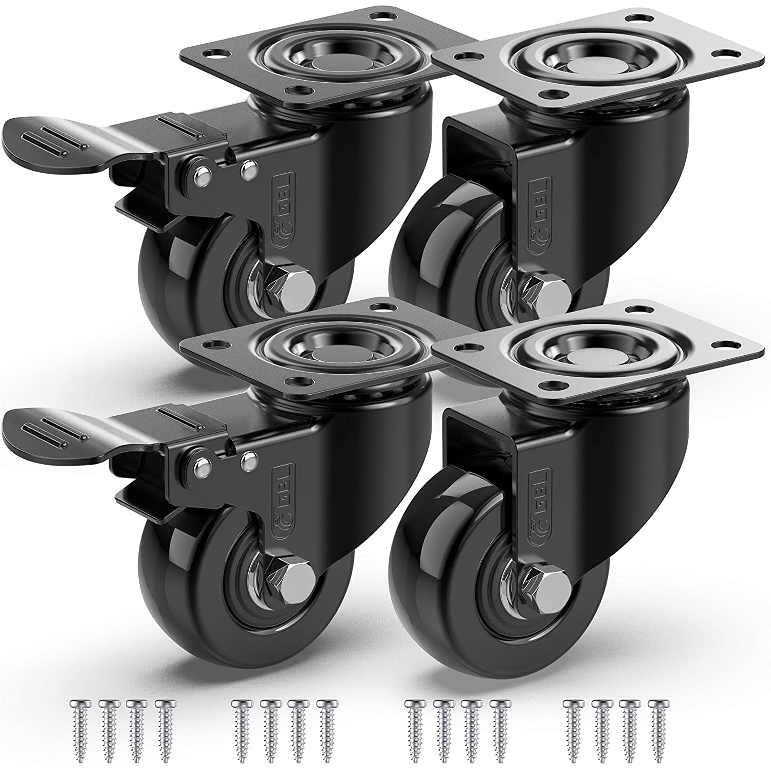 GBL | 50mm Castor Wheels + Screws | 200KG | 4 Heavy Duty Furniture Wheels | Table Planter Castors