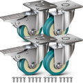 GBL | 50mm Castor Wheels with brakes + Screws | 200KG | 4 Heavy Duty Furniture Wheels | Trolley Caster Wheels