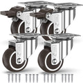 GBL | 50mm Castor Wheels with brakes + Screws | 200KG | 4 Heavy Duty Furniture Wheels | Trolley Casters
