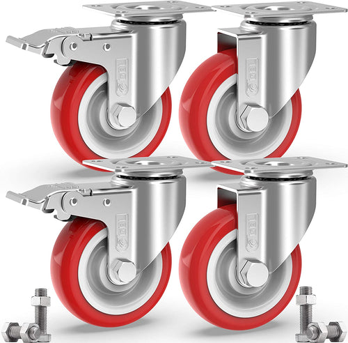 GBL | 125mm Caster Wheels + Screws | 800KG | 4 Heavy Duty Castor Wheels | Workbench Castors