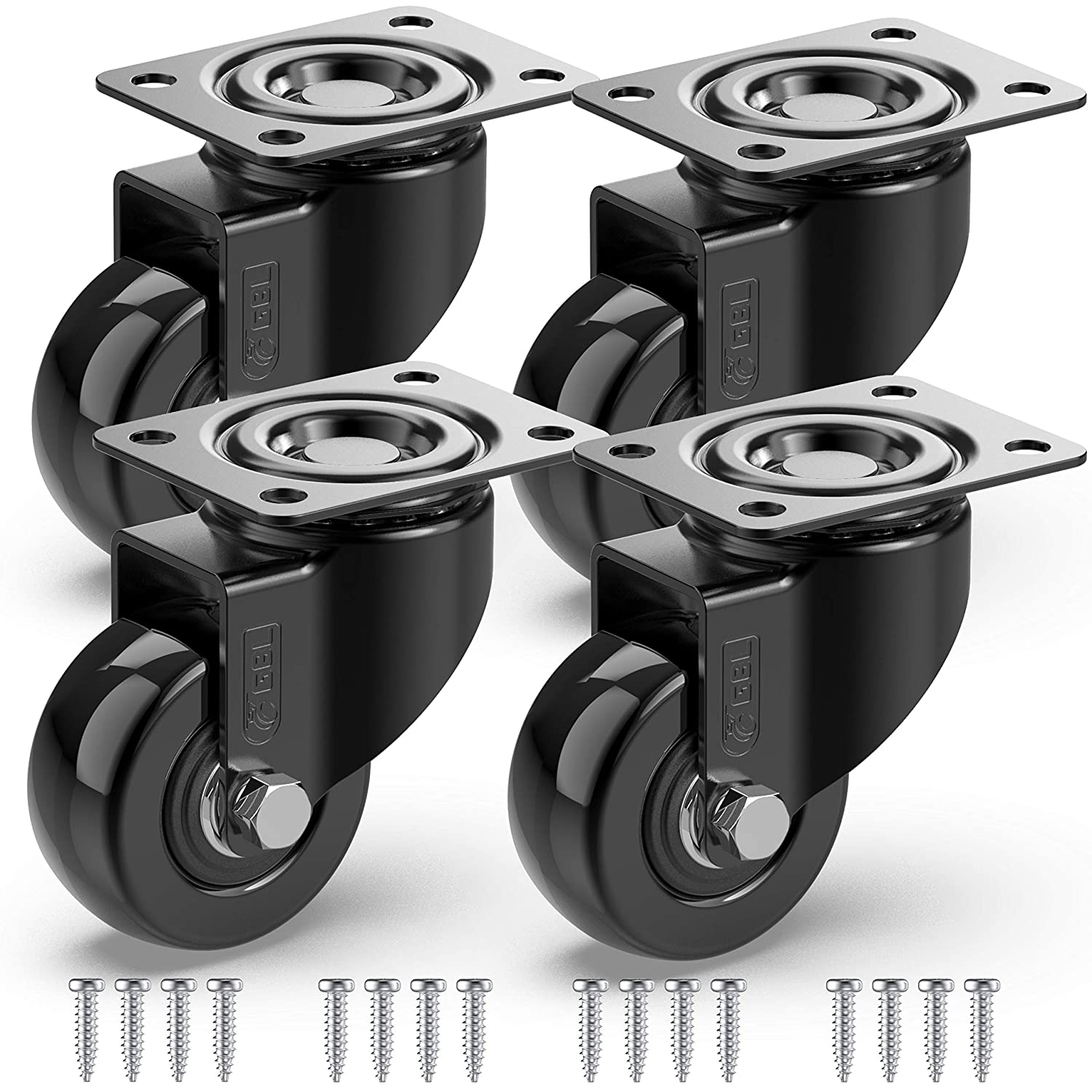 GBL | Castor Wheels 50mm + Screws | 200KG | 4 Heavy Duty Furniture Wheels | Trolley Castors