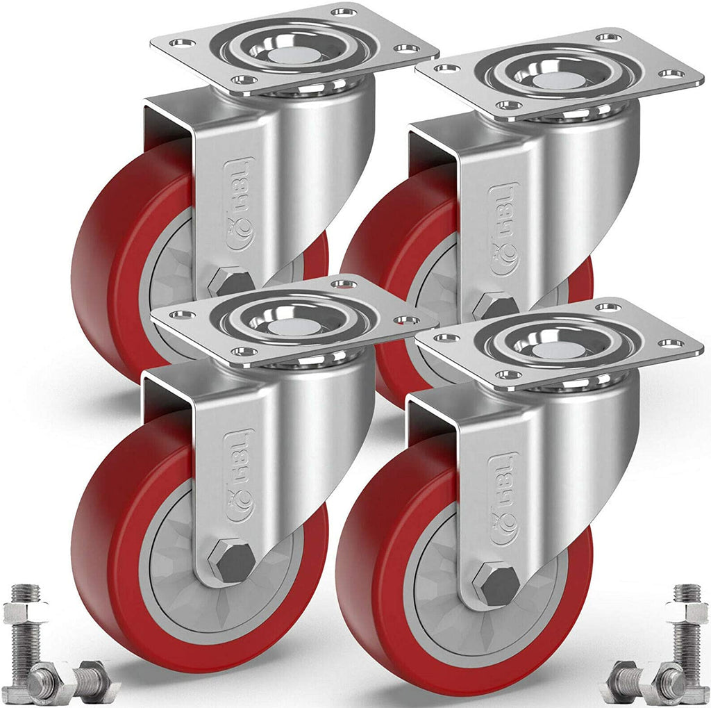 GBL | 100mm Castor Wheels + Bolt Screws | 600KG | 4 Heavy Duty Furniture Wheels | Workbench Castors