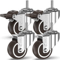 GBL | 50mm Stem Threaded Castor Wheels with brakes M10x15mm | 200KG | 4 Heavy Duty Furniture Wheels | Trolley Casters