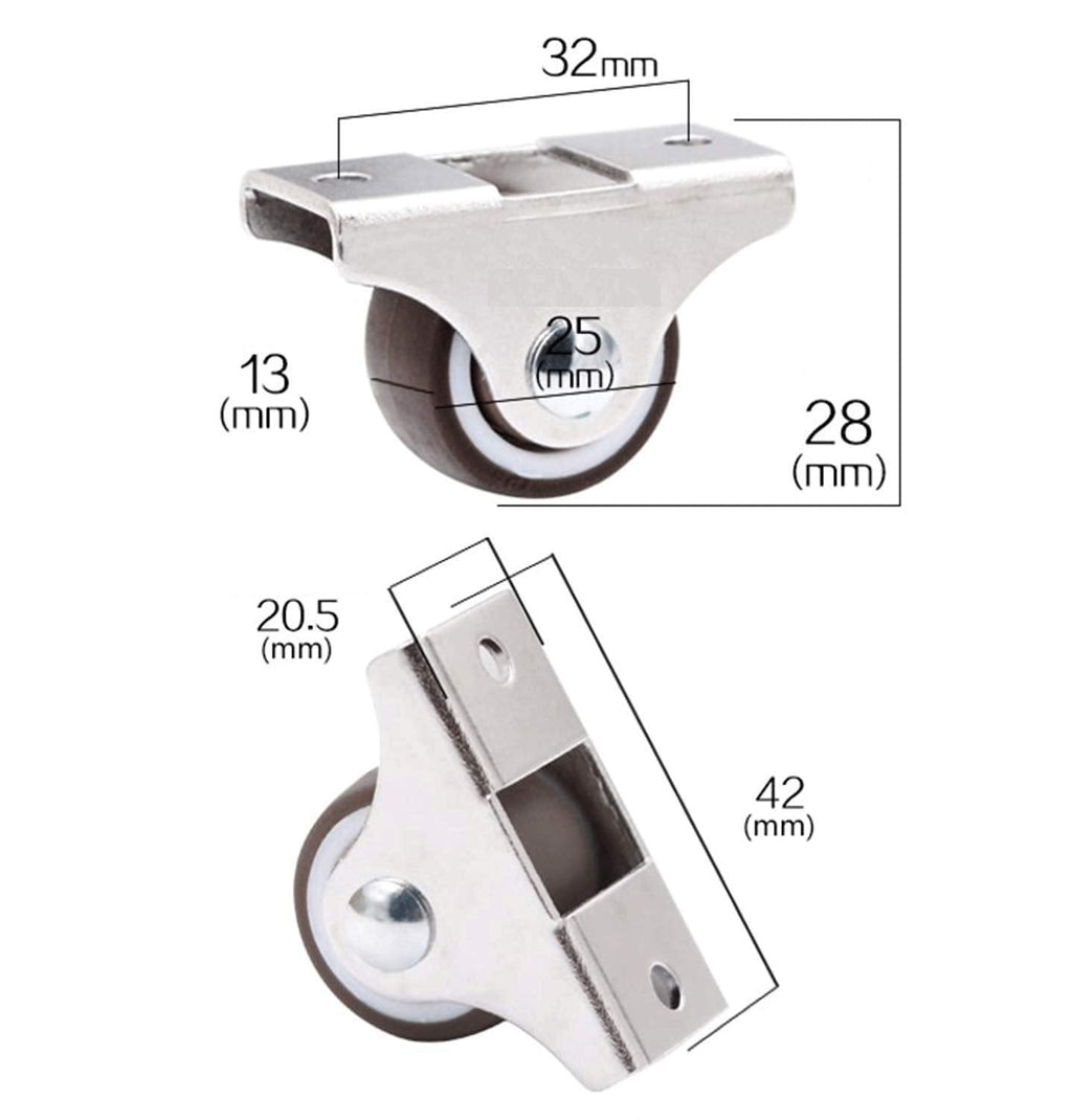 GBL | 25mm Fixed Castor Wheels + Screws | 40KG | 4 Low Profile Furniture Wheels | Trolley Casters