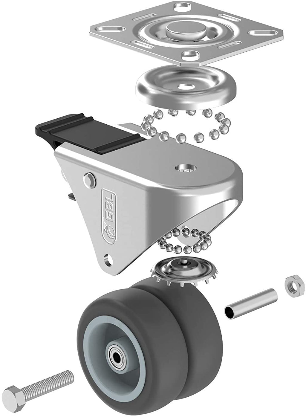 GBL | 50mm Casters with brakes + Screws | 400KG | 4 Heavy Duty Furniture Wheels | Trolley Castor Wheels