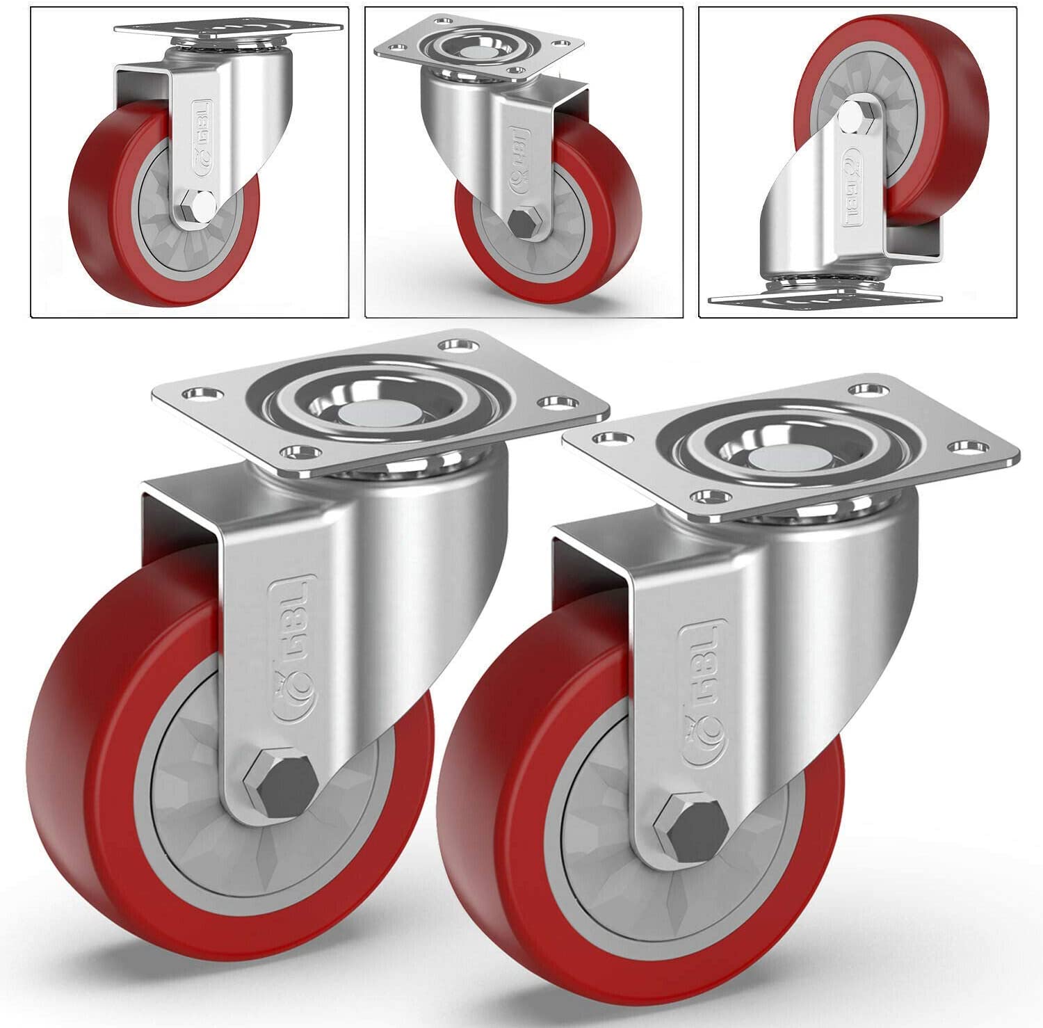GBL | 100mm Castor Wheels + Bolt Screws | 600KG | 4 Heavy Duty Furniture Wheels | Workbench Castors