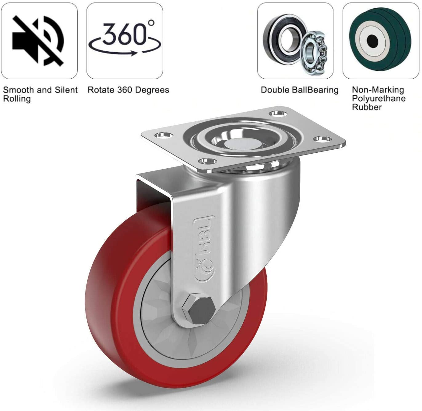GBL | 100mm Castor Wheels + Bolt Screws | 600KG | 4 Heavy Duty Furniture Wheels | Workbench Castors