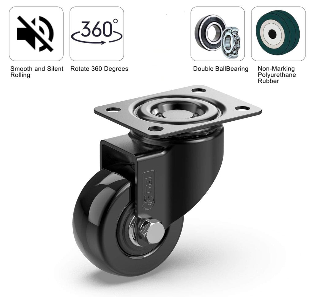 GBL | Castor Wheels 50mm + Screws | 200KG | 4 Heavy Duty Furniture Wheels | Trolley Castors