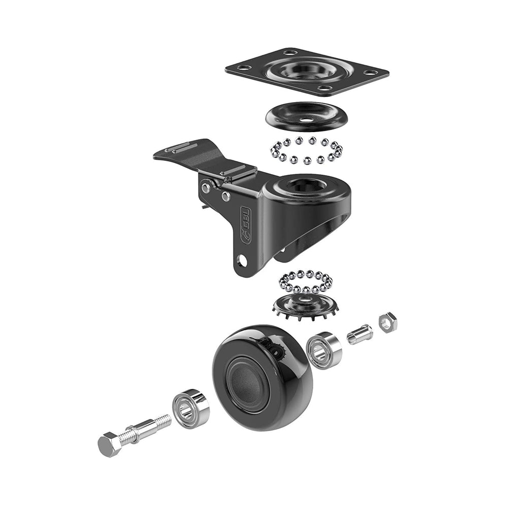 GBL | 50mm Caster Wheels with brakes + Screws | 200KG | 4 Heavy Duty Furniture Wheels | Trolley Castor Wheels