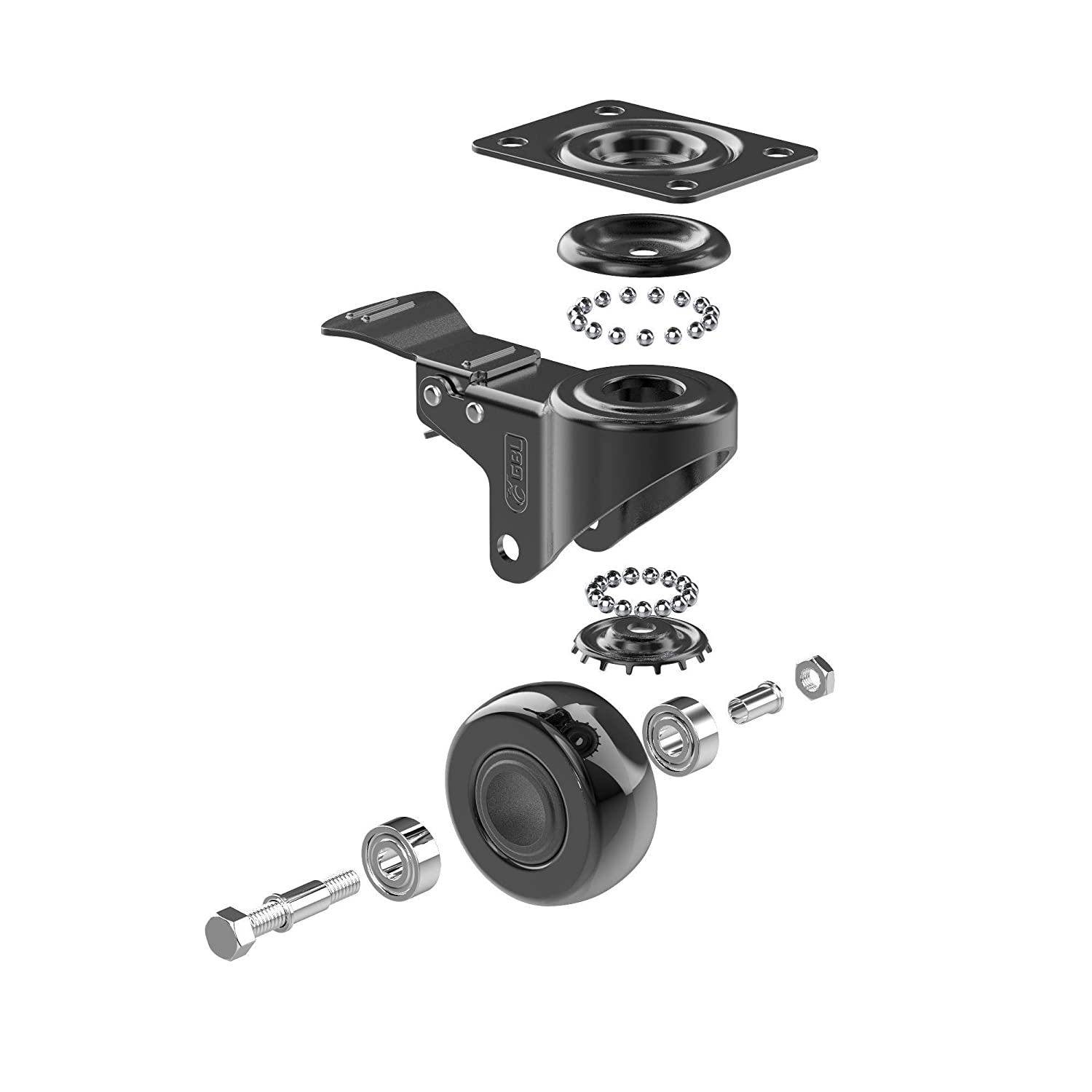 GBL | 50mm Caster Wheels with brakes + Screws | 200KG | 4 Heavy Duty Furniture Wheels | Trolley Castor Wheels