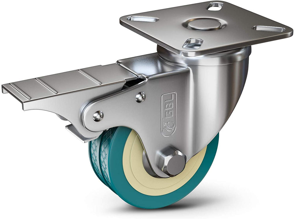 GBL | 50mm Castor Wheels with brakes + Screws | 200KG | 4 Heavy Duty Furniture Wheels | Trolley Caster Wheels