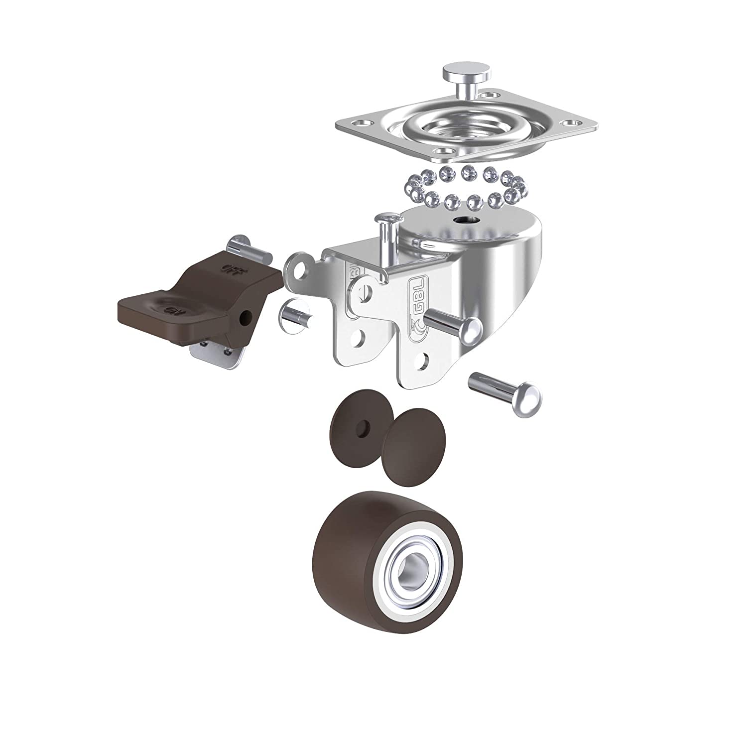 GBL | 25mm Castor Wheels with brakes + Screws | 40KG | 4 Low Profile Furniture Wheels | Casters for moving furniture