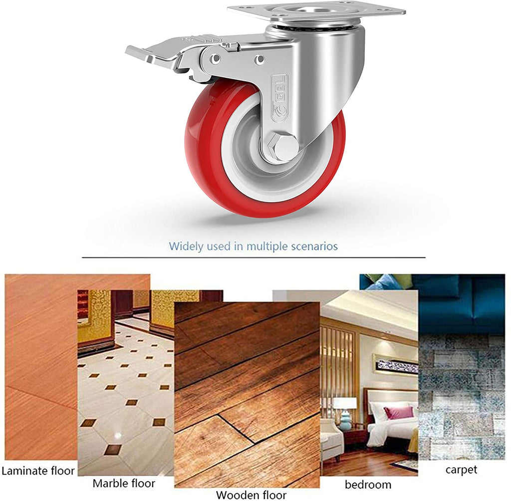 GBL | 125mm Caster Wheels + Screws | 800KG | 4 Heavy Duty Castor Wheels | Workbench Castors