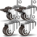GBL | 25mm Stem Threaded Caster Wheels with brakes M6x15mm | 40KG | 4 Heavy Duty Furniture Wheels | Trolley Castors