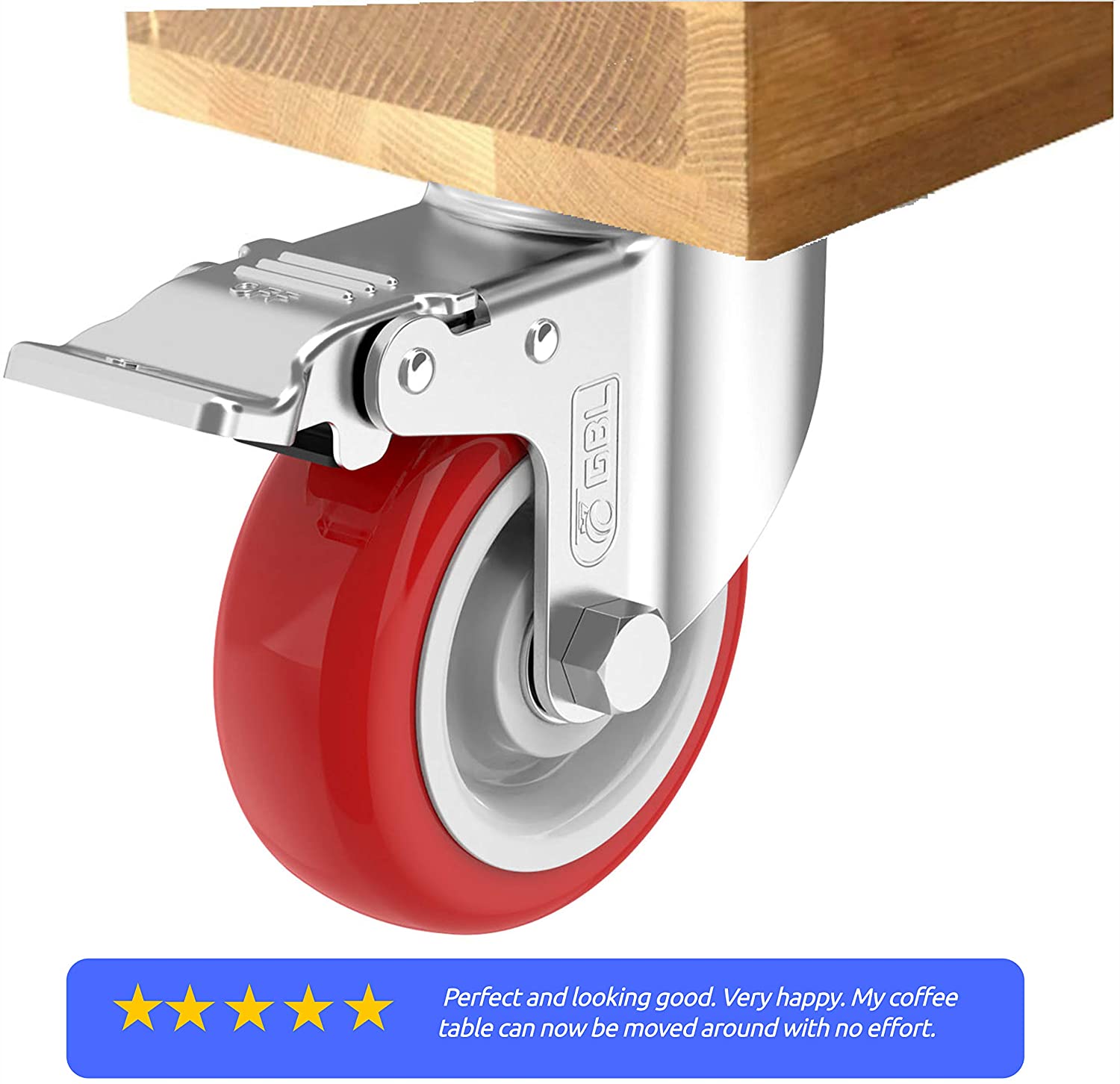 GBL | 125mm Caster Wheels + Screws | 800KG | 4 Heavy Duty Castor Wheels | Workbench Castors