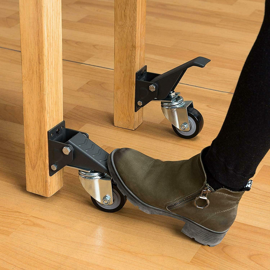 GBL | Heavy Duty Retractable Workbench Castor Wheels | Pack of 4 Caster Wheels | 225KG Locking Wheels for Portable Furniture