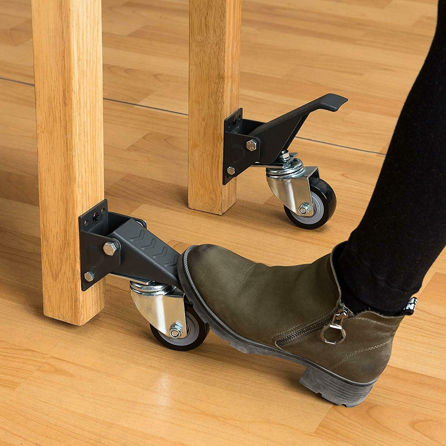 GBL | Heavy Duty Retractable Workbench Castor Wheels | Pack of 4 Caster Wheels | 225KG Locking Wheels for Portable Furniture