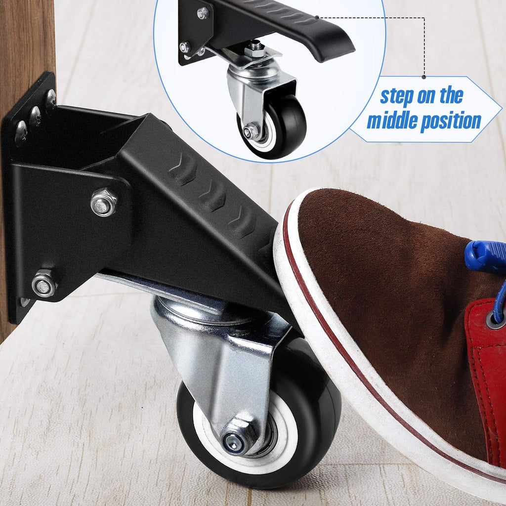 GBL | Heavy Duty Retractable Workbench Castor Wheels | Pack of 4 Caster Wheels | 225KG Locking Wheels for Portable Furniture