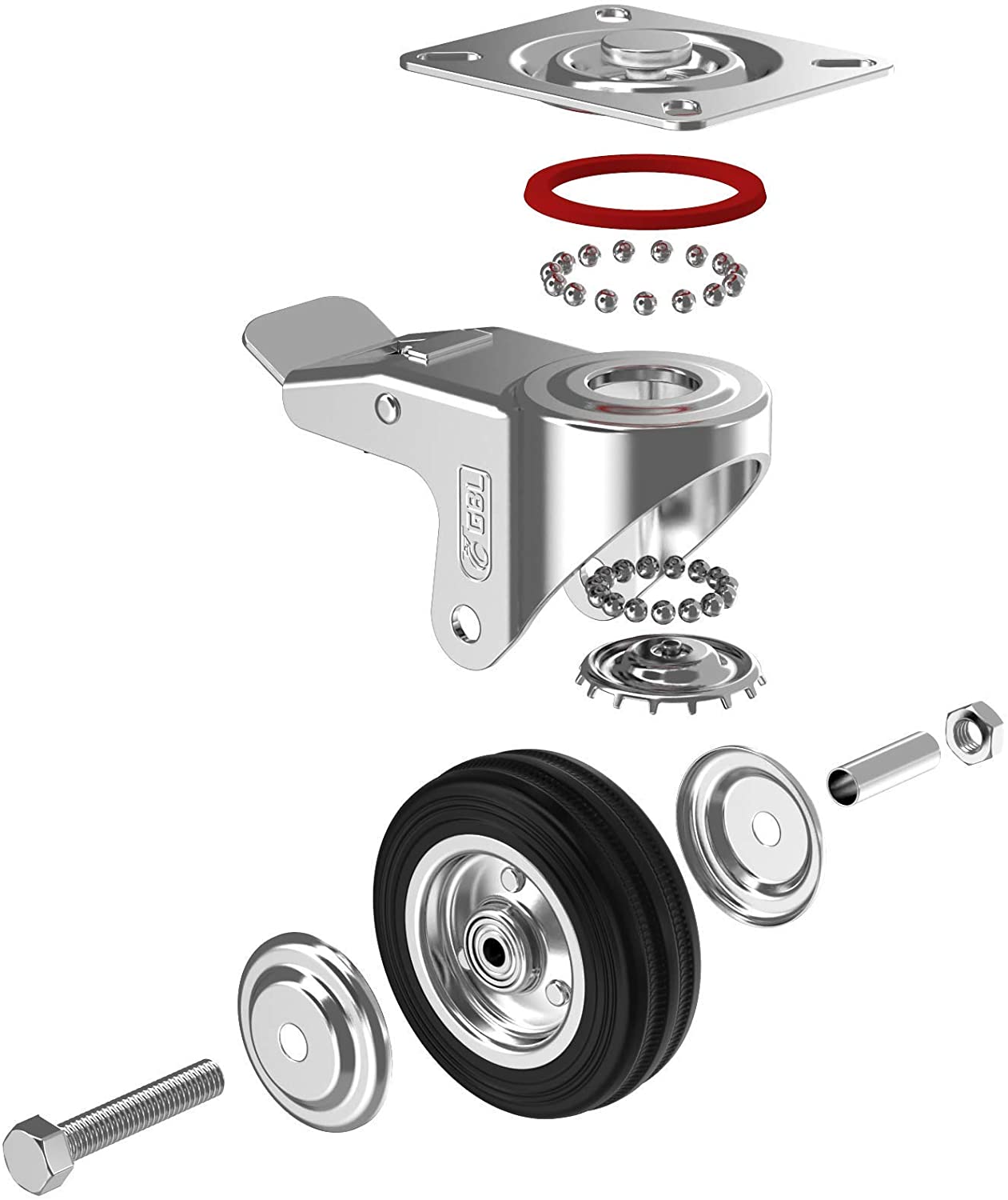 GBL | Castor Wheels 75mm + Screws | 200KG | 4 Heavy Duty Furniture Wheels | Trolley Wheels