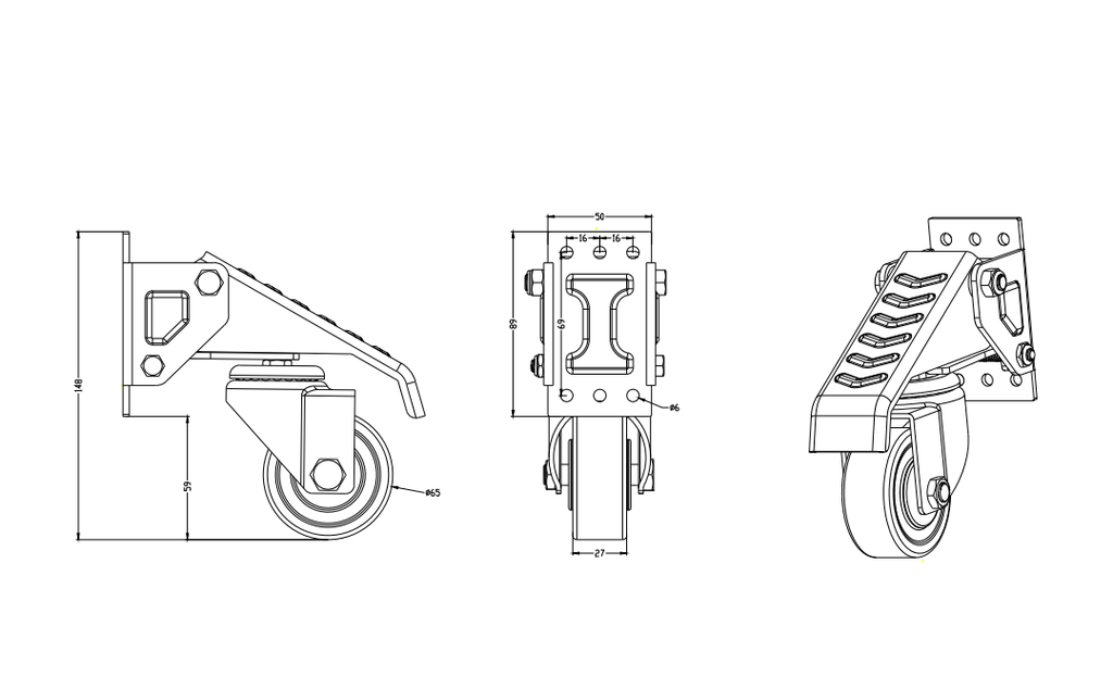 GBL | Heavy Duty Retractable Workbench Castor Wheels | Pack of 4 Caster Wheels | 225KG Locking Wheels for Portable Furniture