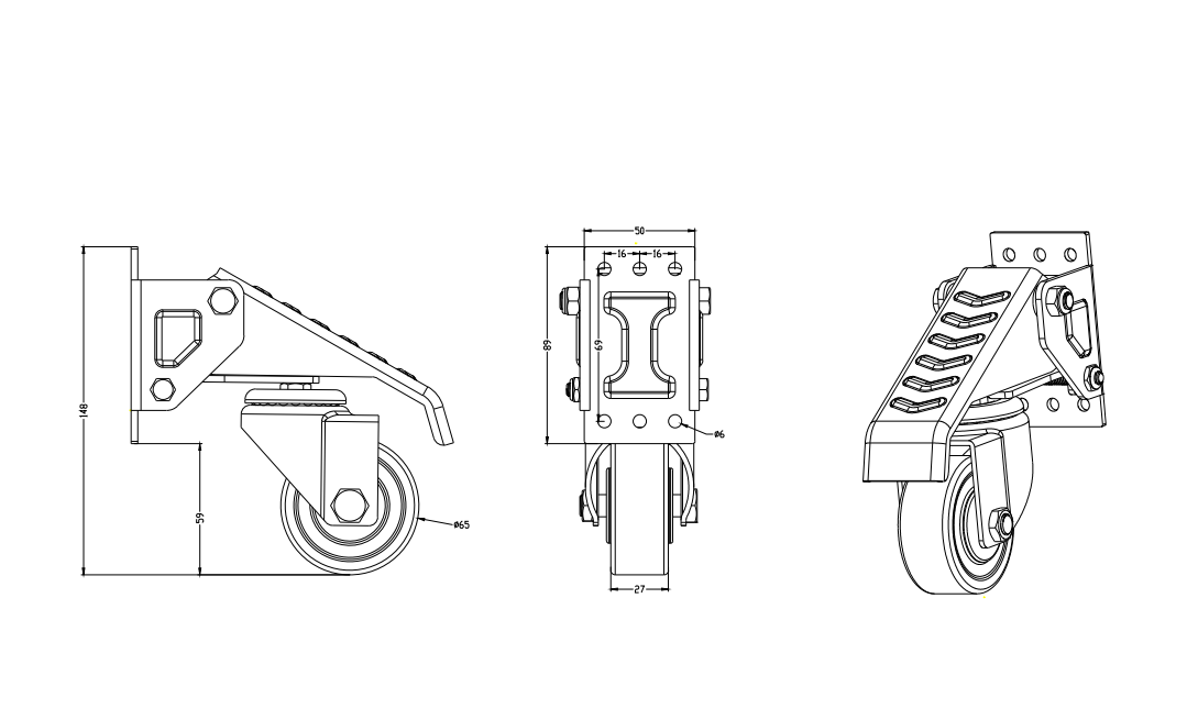 GBL | Heavy Duty Retractable Workbench Castor Wheels | Pack of 4 Caster Wheels | 225KG Locking Wheels for Portable Furniture