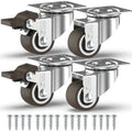 GBL | 25mm Castor Wheels with brakes + Screws | 40KG | 4 Low Profile Furniture Wheels | Casters for moving furniture